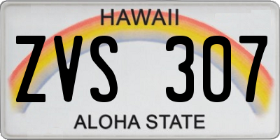 HI license plate ZVS307