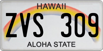 HI license plate ZVS309