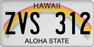 HI license plate ZVS312