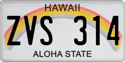 HI license plate ZVS314