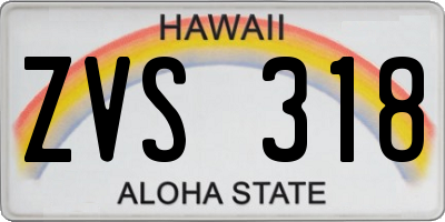 HI license plate ZVS318