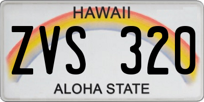 HI license plate ZVS320