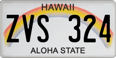 HI license plate ZVS324