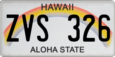 HI license plate ZVS326