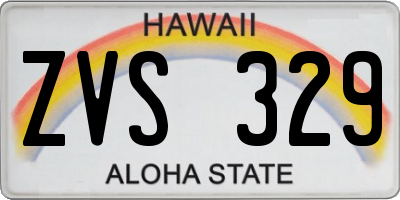HI license plate ZVS329