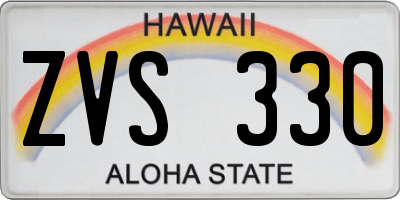 HI license plate ZVS330