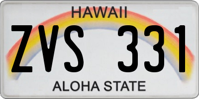 HI license plate ZVS331