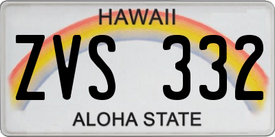 HI license plate ZVS332