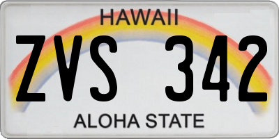 HI license plate ZVS342