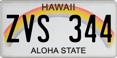 HI license plate ZVS344