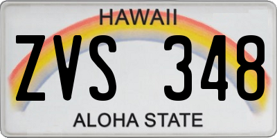 HI license plate ZVS348