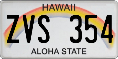 HI license plate ZVS354