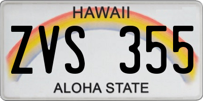 HI license plate ZVS355
