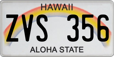 HI license plate ZVS356