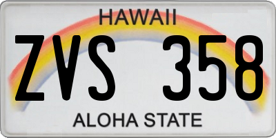 HI license plate ZVS358