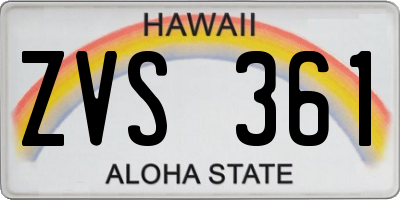 HI license plate ZVS361