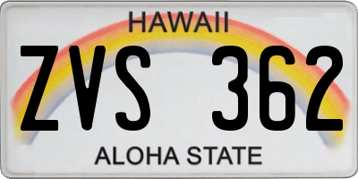 HI license plate ZVS362