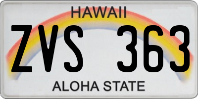 HI license plate ZVS363