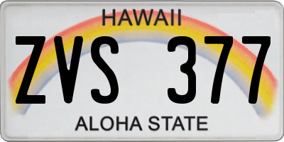 HI license plate ZVS377