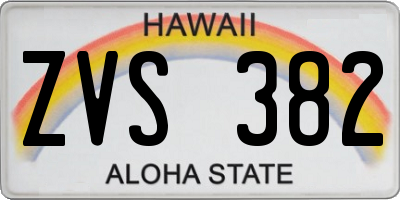 HI license plate ZVS382