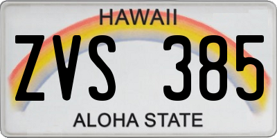 HI license plate ZVS385