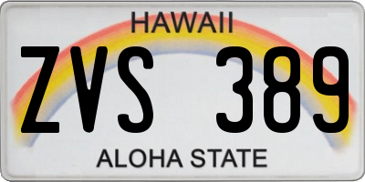 HI license plate ZVS389