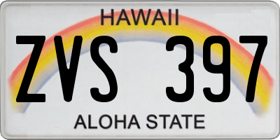 HI license plate ZVS397