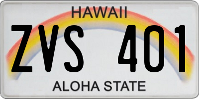 HI license plate ZVS401