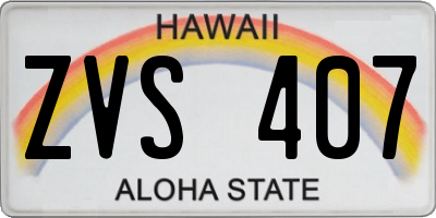 HI license plate ZVS407