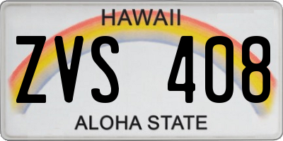 HI license plate ZVS408