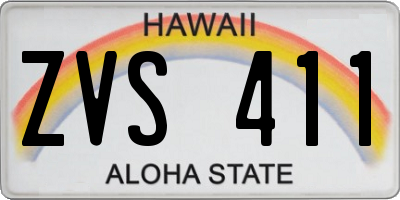 HI license plate ZVS411