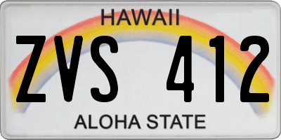 HI license plate ZVS412