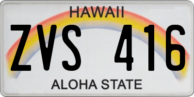HI license plate ZVS416