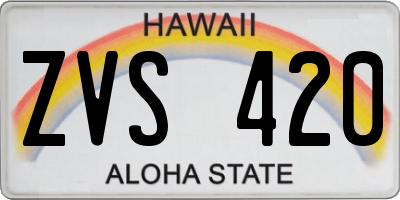 HI license plate ZVS420