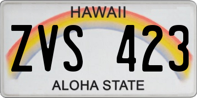HI license plate ZVS423