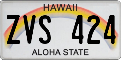 HI license plate ZVS424