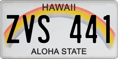 HI license plate ZVS441