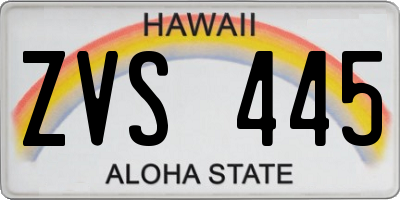 HI license plate ZVS445