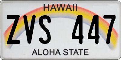 HI license plate ZVS447