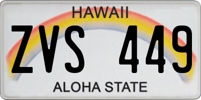 HI license plate ZVS449
