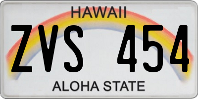 HI license plate ZVS454