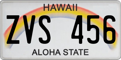 HI license plate ZVS456