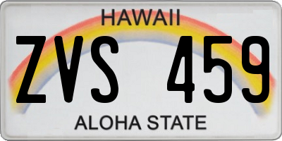 HI license plate ZVS459