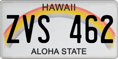 HI license plate ZVS462