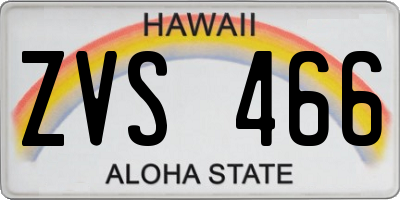 HI license plate ZVS466