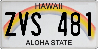 HI license plate ZVS481