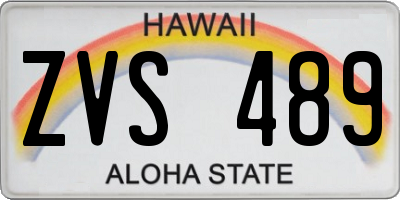 HI license plate ZVS489