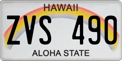 HI license plate ZVS490
