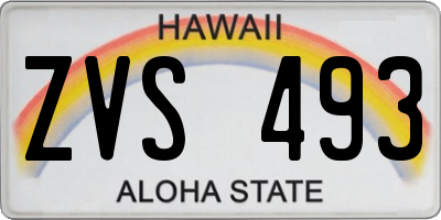 HI license plate ZVS493