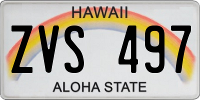 HI license plate ZVS497
